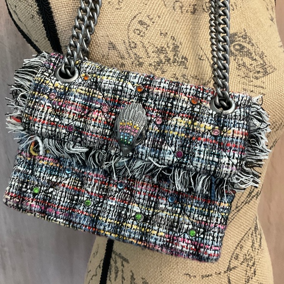 Kurt Geiger Tweed Kensington X mini bag tweed boucle textured chain
